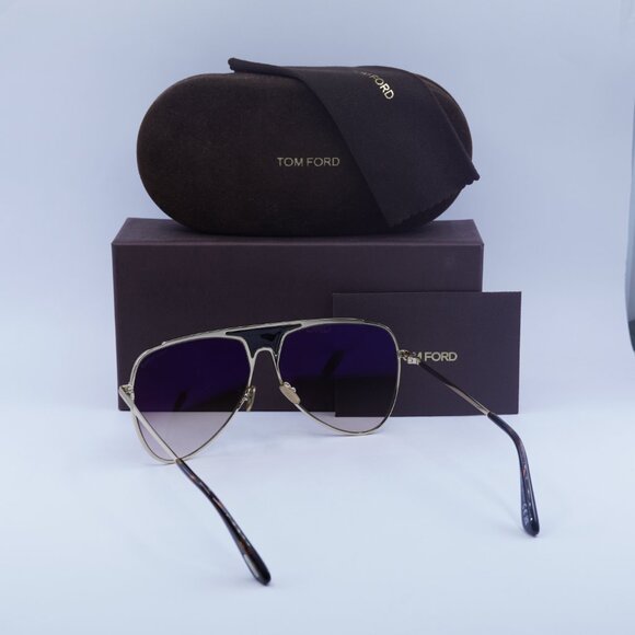 Tom Ford Ethan FT0935 28F Sunglasses Gold Aviator Frame, Brown Lenses - Picture 10 of 10